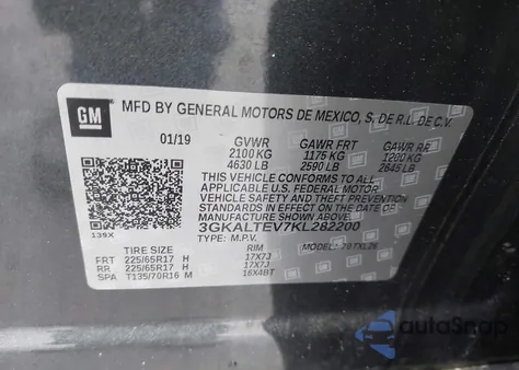 2019 GMC Terrain Sle из США, поврежденный, VIN 3GKALTEV7KL282200